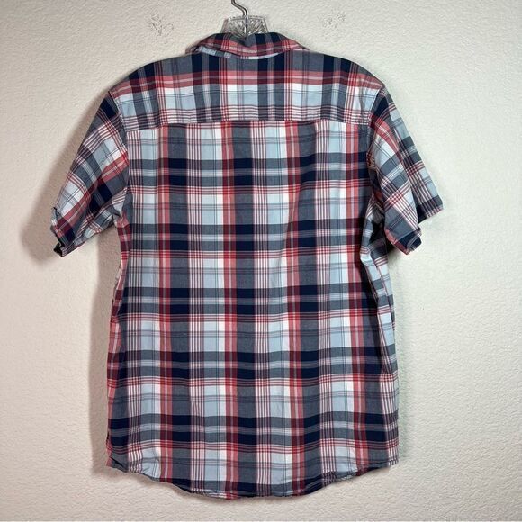 Columbia Blue Plaid Button Up Cotton Shirt Men’s Small Short Sleeves - Picture 5 of 7